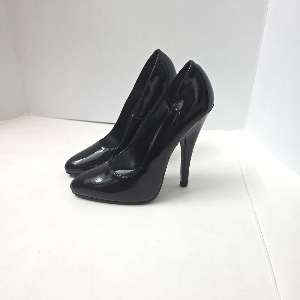 Black Patent Leather Heels Pumps Round Toe Women’s Size 6 Jante New